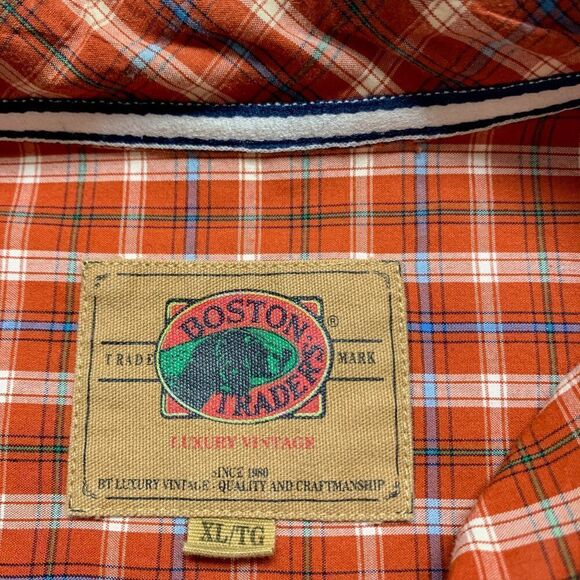 Boston Traders Shirt Mens Extra Large Orange Plaid Outdoor Business Casual Camp - Picture 7 of 11